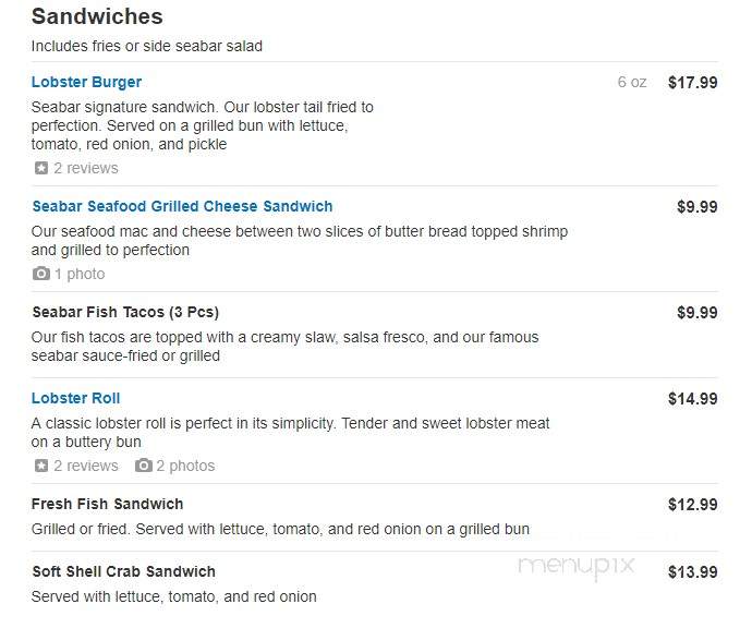 Seabar - Fort Lauderdale, FL menu_pic