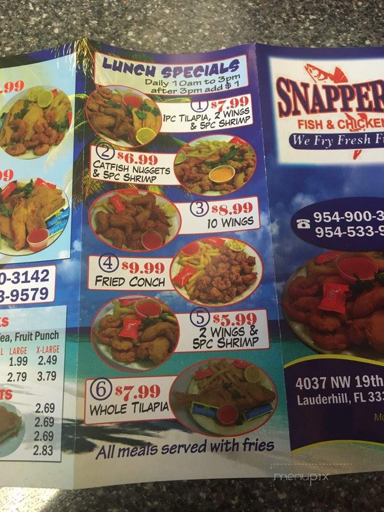 Snappers Fish & Chicken - Lauderhill, FL menu_pic
