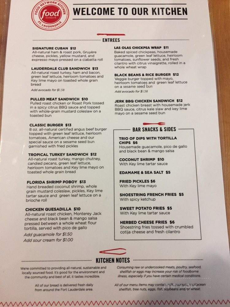 Food Network Kitchen - Fort Lauderdale, FL menu_pic