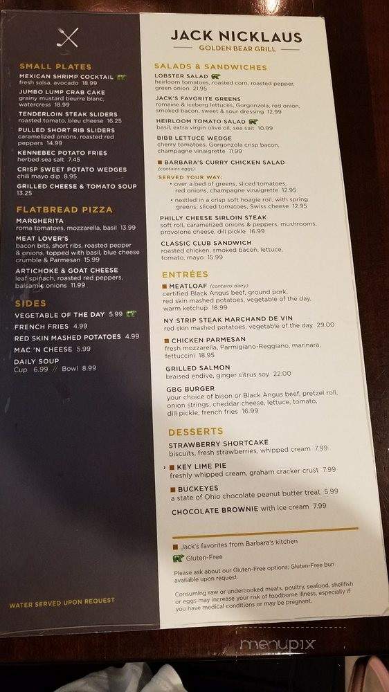 Jack Nicklaus Golden Bear Grill - Fort Lauderdale, FL menu_pic