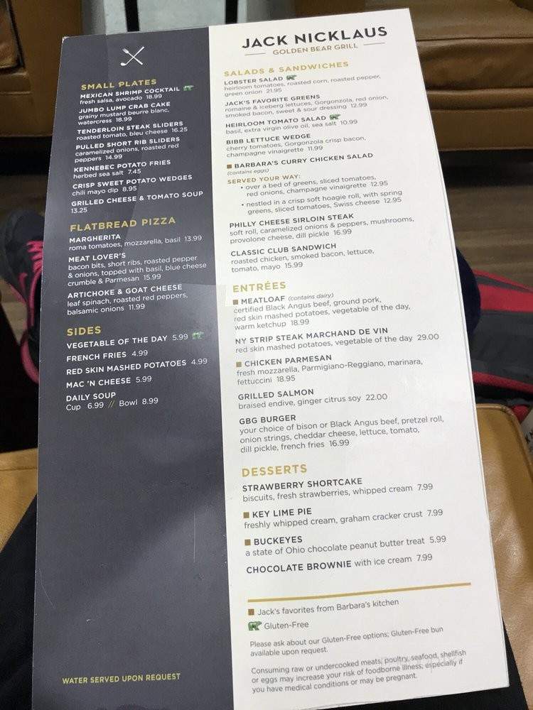 Jack Nicklaus Golden Bear Grill - Fort Lauderdale, FL menu_pic