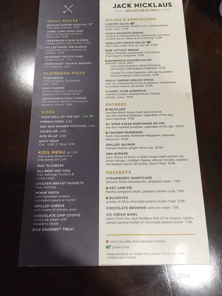 Jack Nicklaus Golden Bear Grill - Fort Lauderdale, FL menu_pic