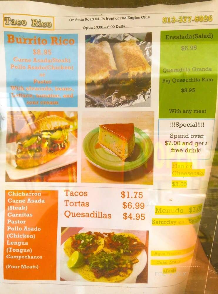 Taco Rico - Zephyrhills, FL menu_pic