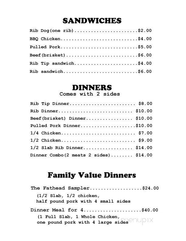 Fatheads BBQ Shack - Apollo Beach, FL menu_pic