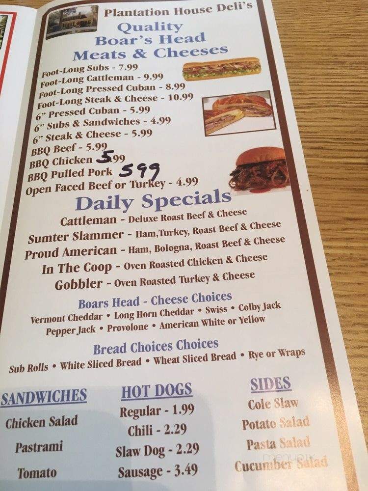 The Plantation House Company - Webster, FL menu_pic