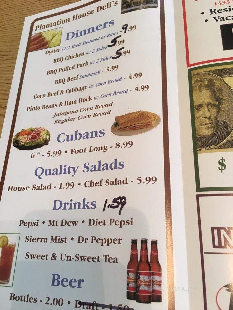 The Plantation House Company - Webster, FL menu_pic