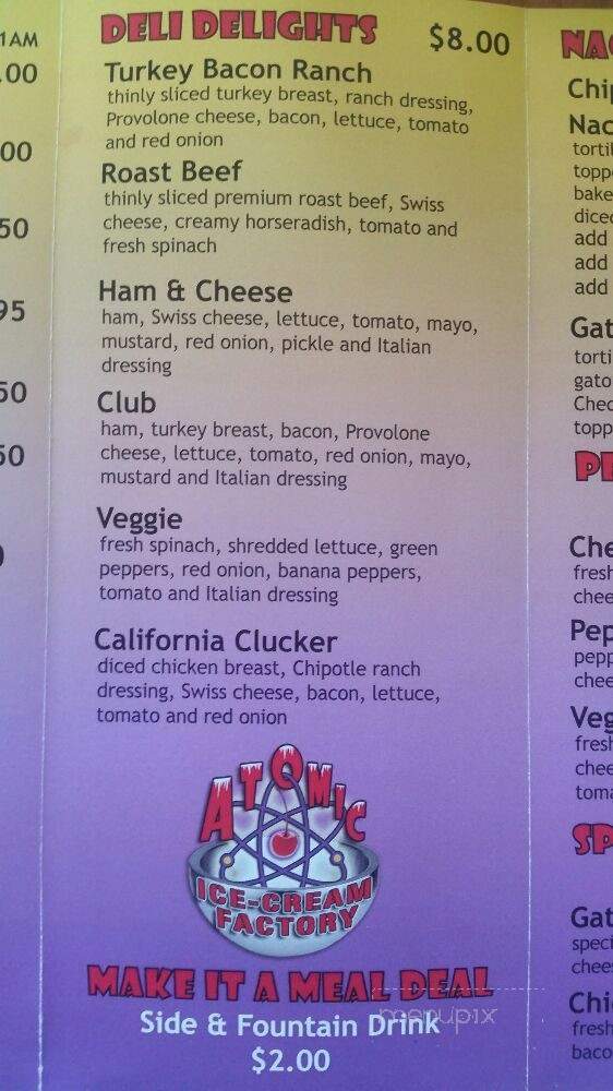 Atomic Ice Cream Factory - Redington Shores, FL menu_pic