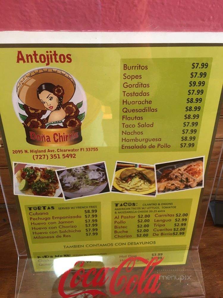 Antojitos Dona Chirris - Clearwater, FL menu_pic