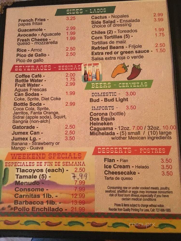 Marialicias Mexican Restaurant - Clearwater, FL menu_pic
