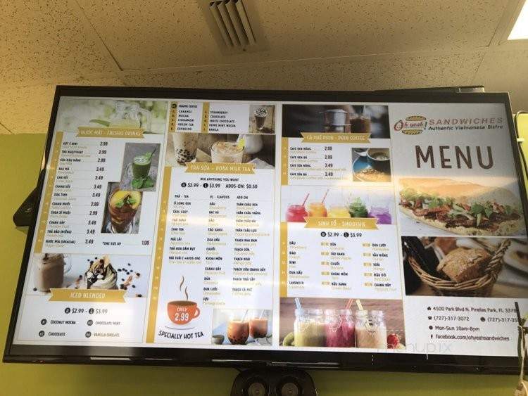 Oh Yeah - Pinellas Park, FL menu_pic