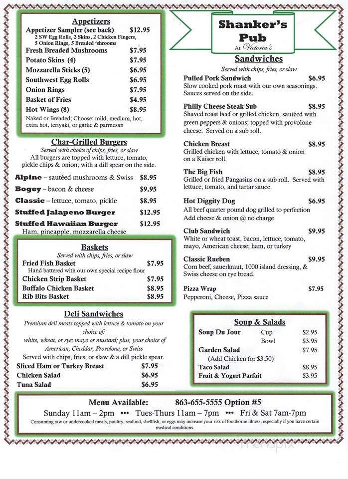 Victoria's Restaurant At Springlake Resort - Sebring, FL menu_pic