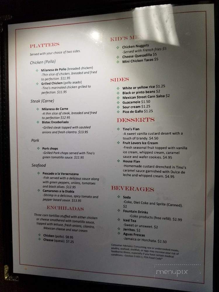 Tino's Mexican Cuisine - Fort Myers, FL menu_pic