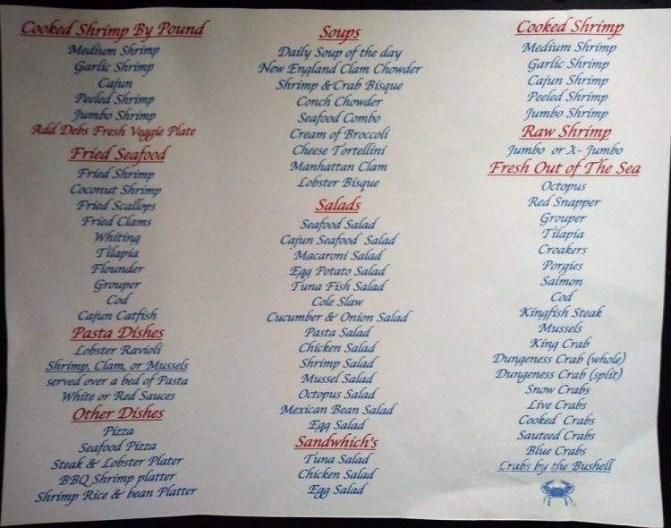 Deb's Seafood - Lehigh Acres, FL menu_pic
