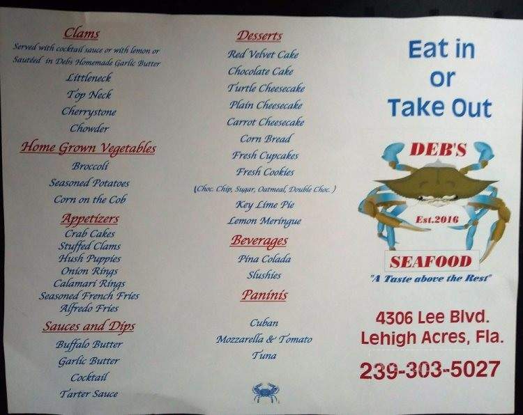 Deb's Seafood - Lehigh Acres, FL menu_pic