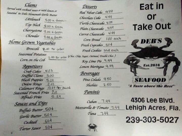 Deb's Seafood - Lehigh Acres, FL menu_pic