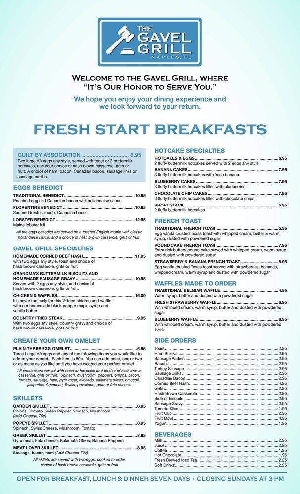 Gavel Grill - Naples, FL menu_pic