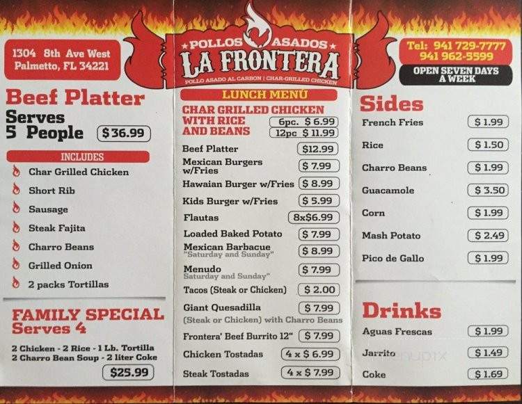 Pollos Asados La Frontera - Palmetto, FL menu_pic