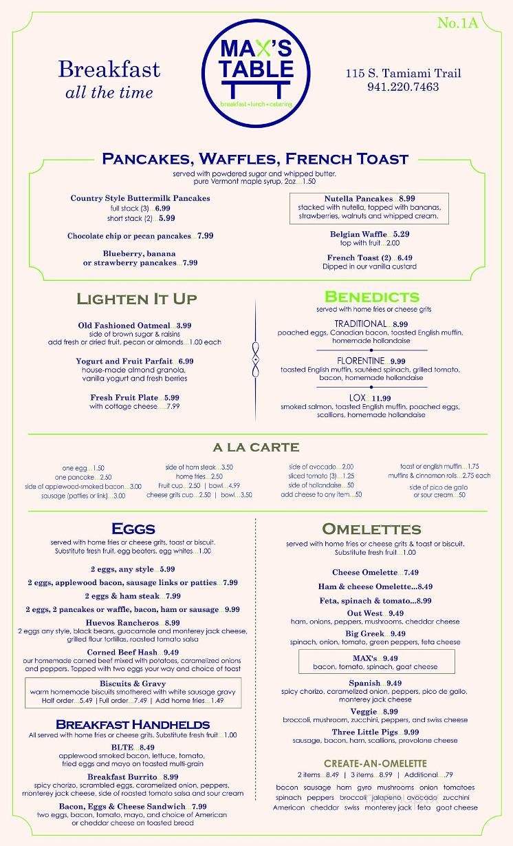 Max's Table - Osprey, FL menu_pic