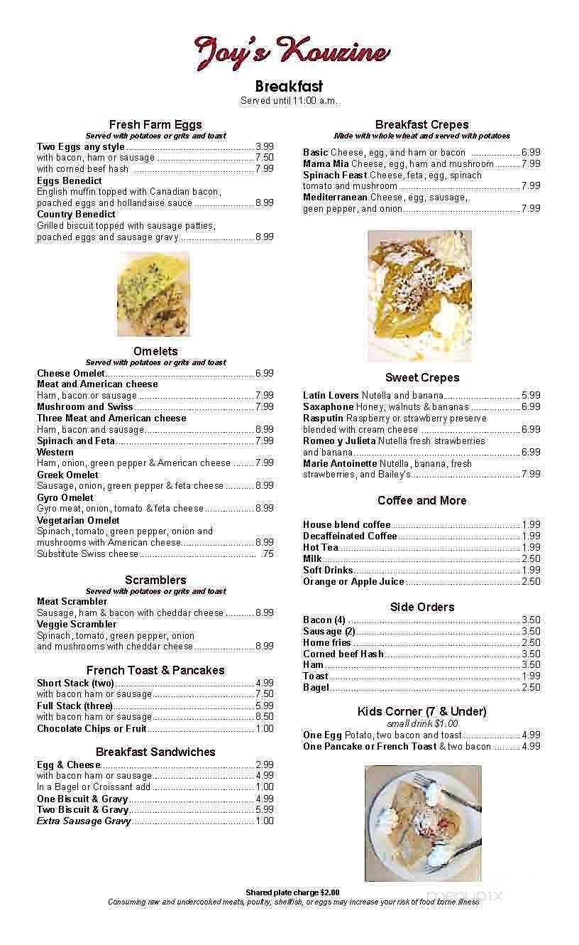 Joy's Kouzine - North Venice, FL menu_pic