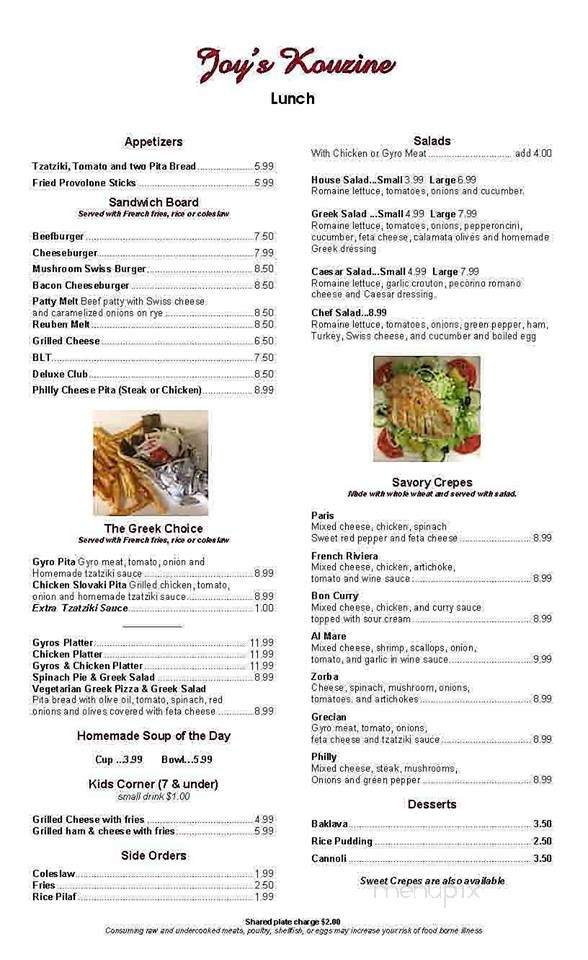 Joy's Kouzine - North Venice, FL menu_pic