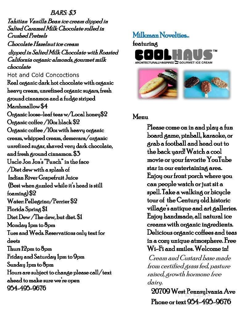 Milkman Novelties - Dunnellon, FL menu_pic