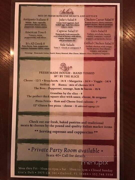 Gio's Deli and Mercato - Oxford, FL menu_pic