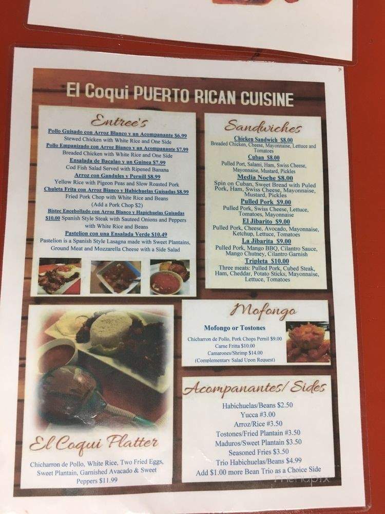 El Coqui - Tampa Bay, FL menu_pic