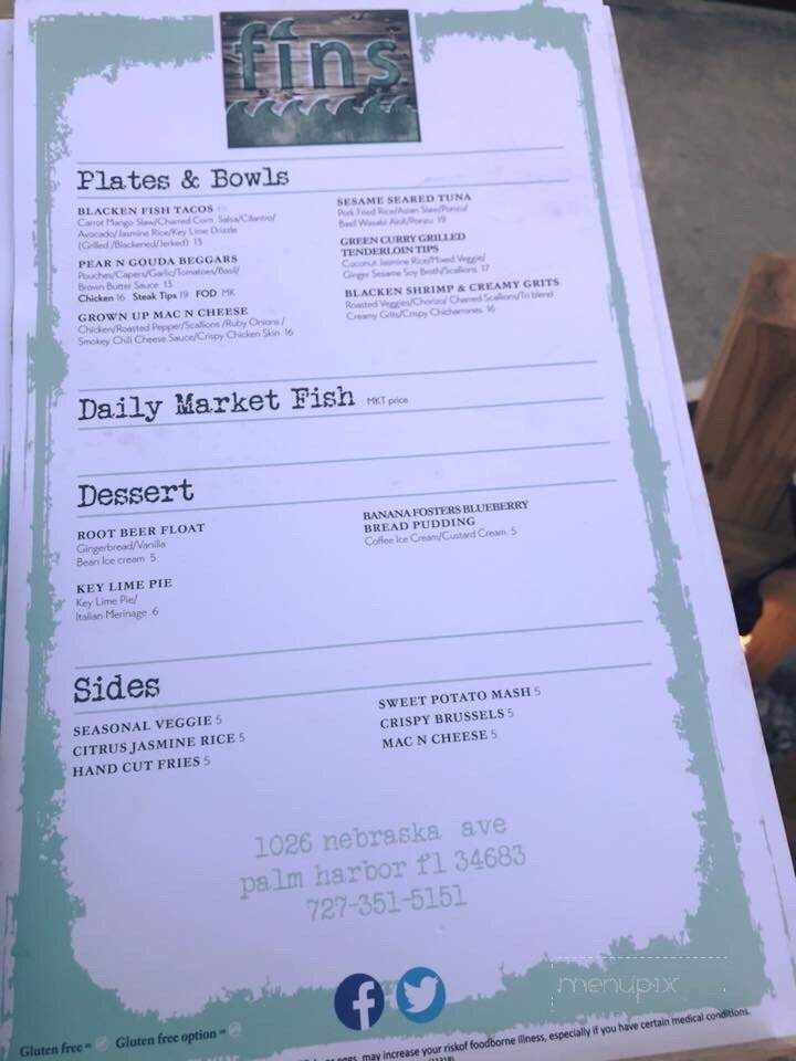 Fin's - Palm Harbor, FL menu_pic