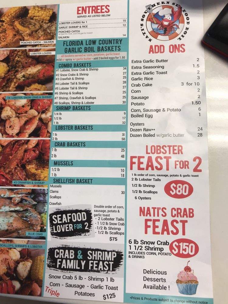Nati's Southern seafood boil - Kissimmee, FL menu_pic
