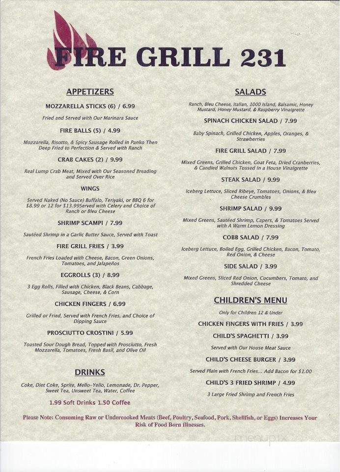 Fire Grill 231 - Arab, AL menu_pic