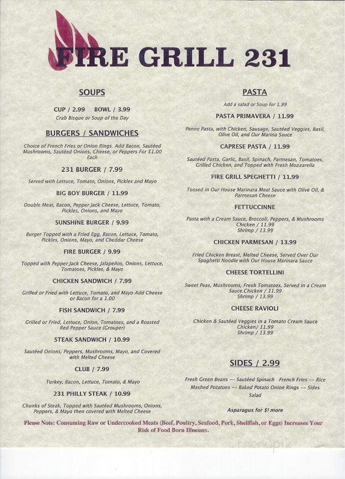 Fire Grill 231 - Arab, AL menu_pic