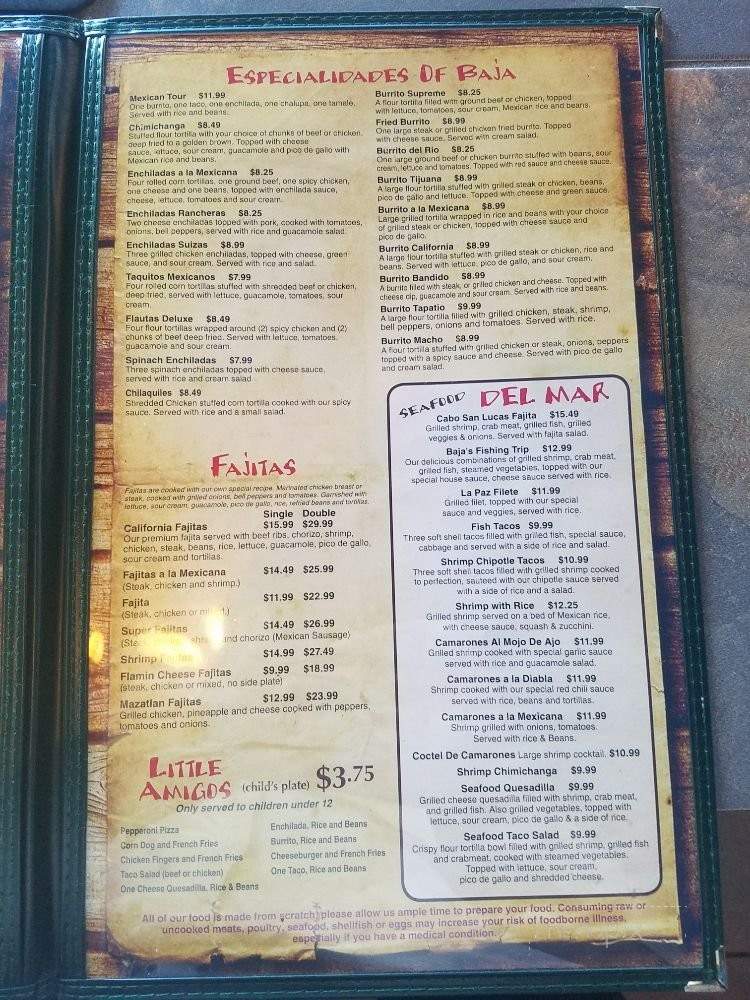 Baja California Cantina and Grill - Gardendale, AL menu_pic
