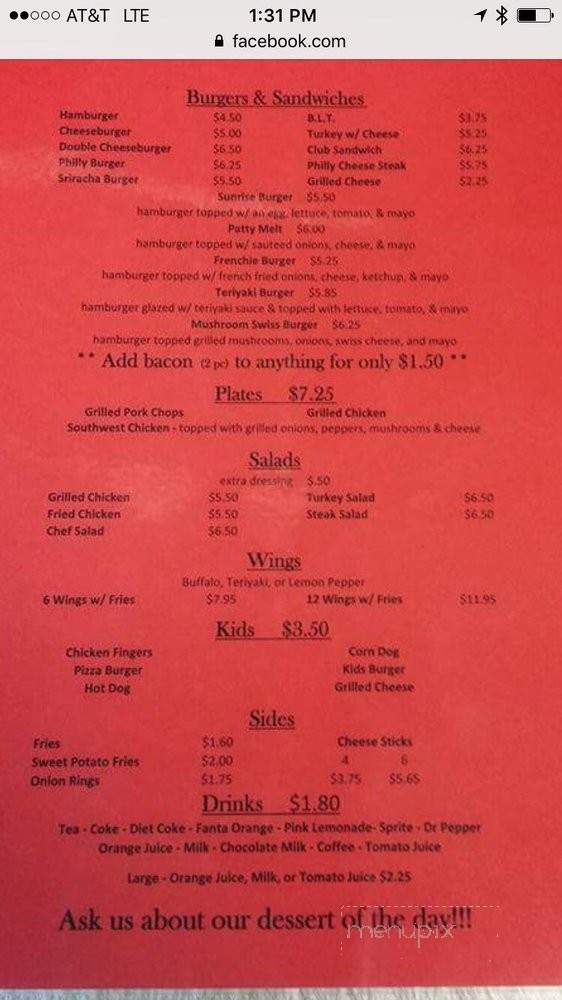 Coffee Shoppe - Harpersville, AL menu_pic