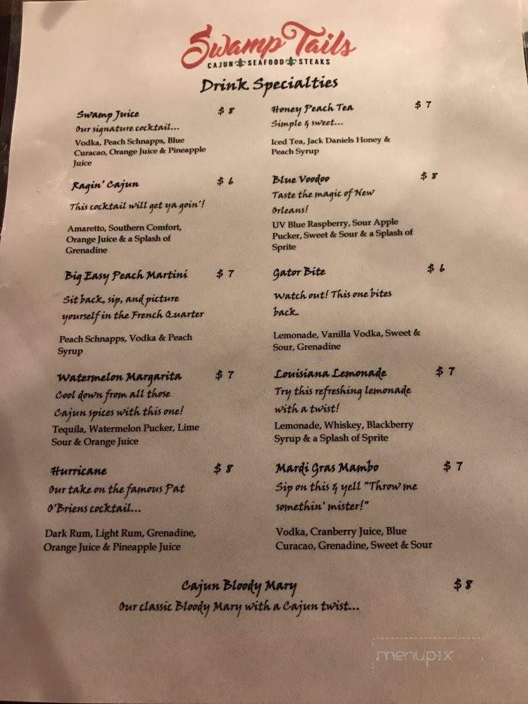 SwampTails Restaurant - Oneonta, AL menu_pic