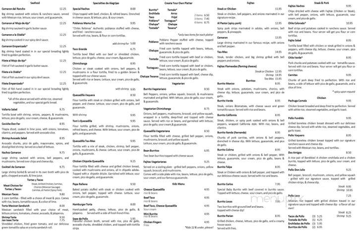 Alegrijes Mexican Restaurant - Ragland, AL menu_pic