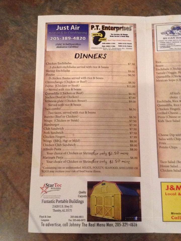 Daddy's Kitchen - Thorsby, AL menu_pic