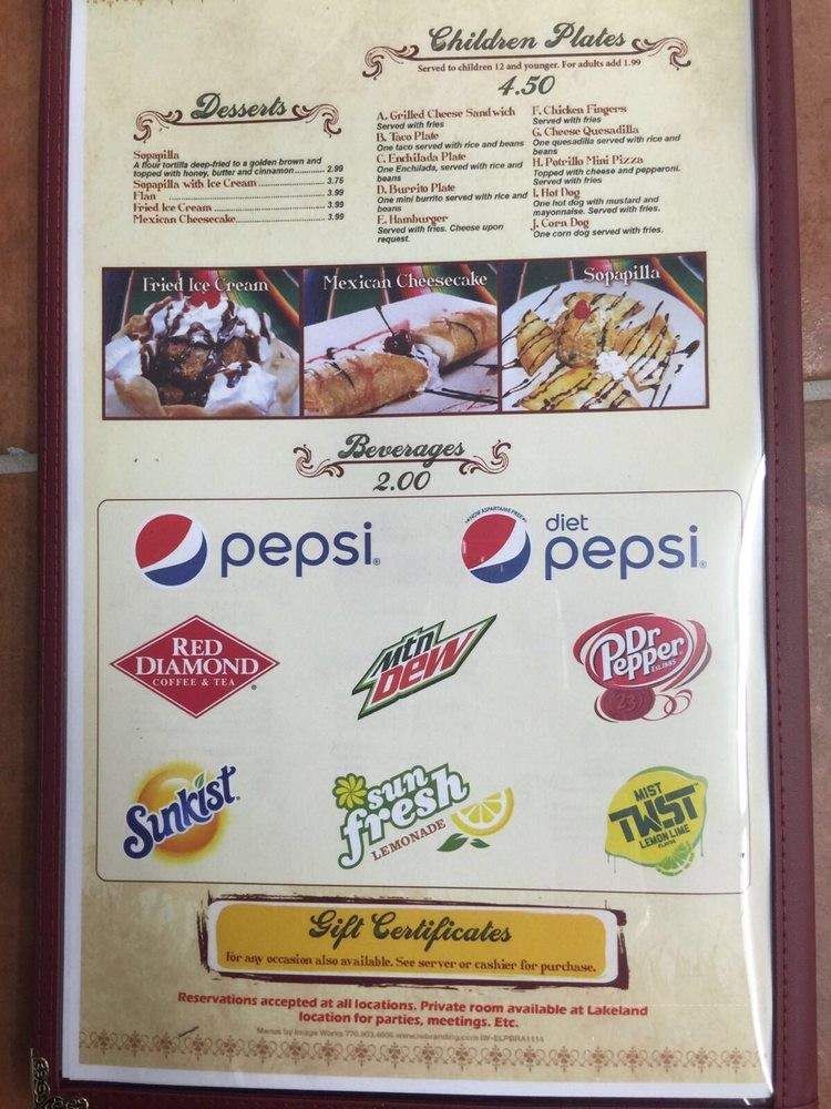 El Potrillo Mexican Restaurant - Birmingham, AL menu_pic