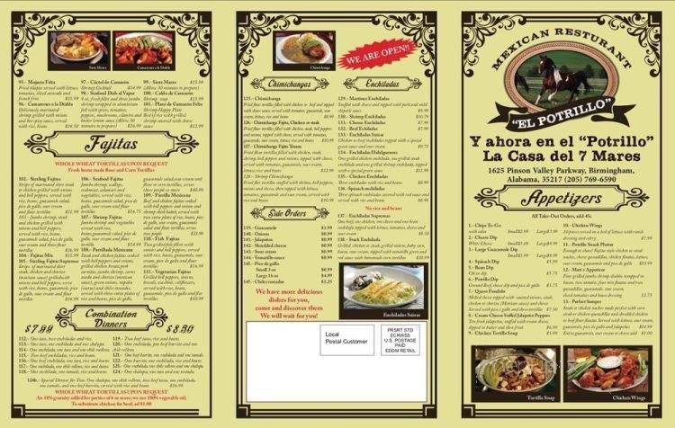 El Potrillo Mexican Restaurant - Birmingham, AL menu_pic