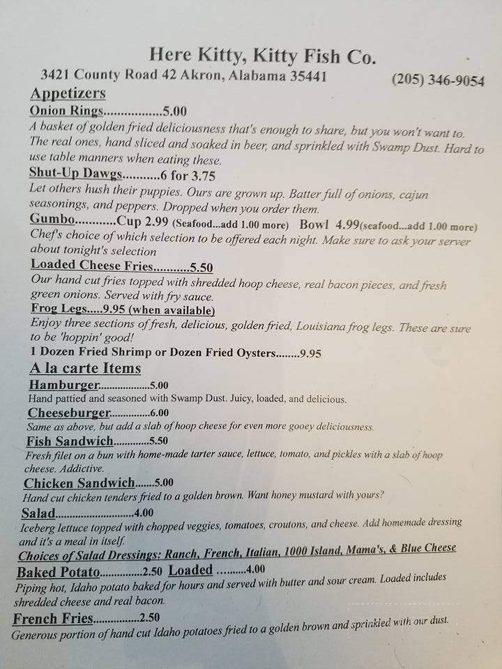 Here Kitty, Kitty Fish - Akron, AL menu_pic