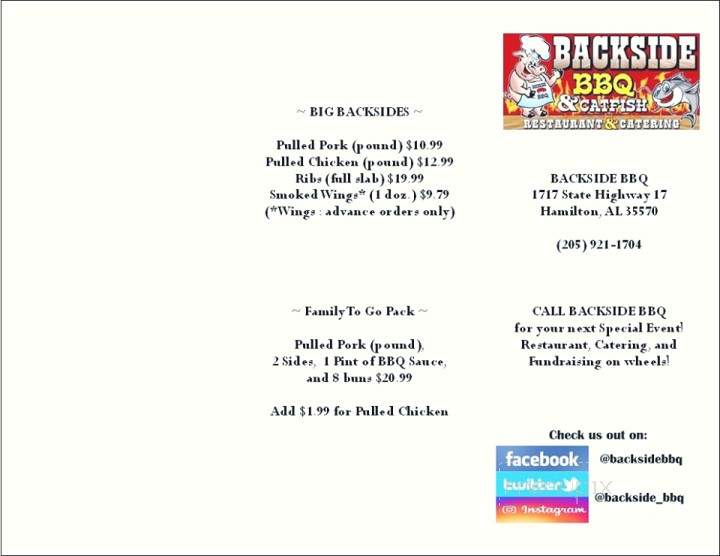 Backside BBQ - Hamilton, AL menu_pic