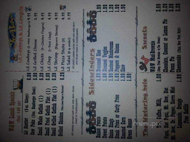 Wagon Wheel Family Steakhouse - Trinity, AL menu_pic