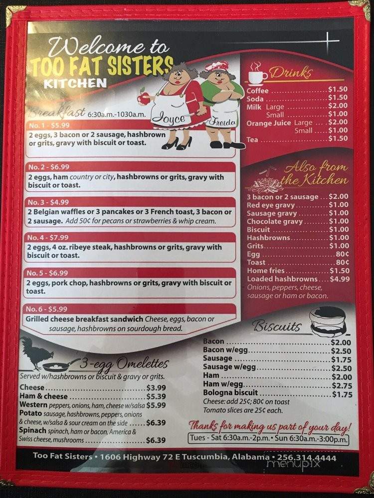 Too Fat Sisters Kitchen - Tuscumbia, AL menu_pic