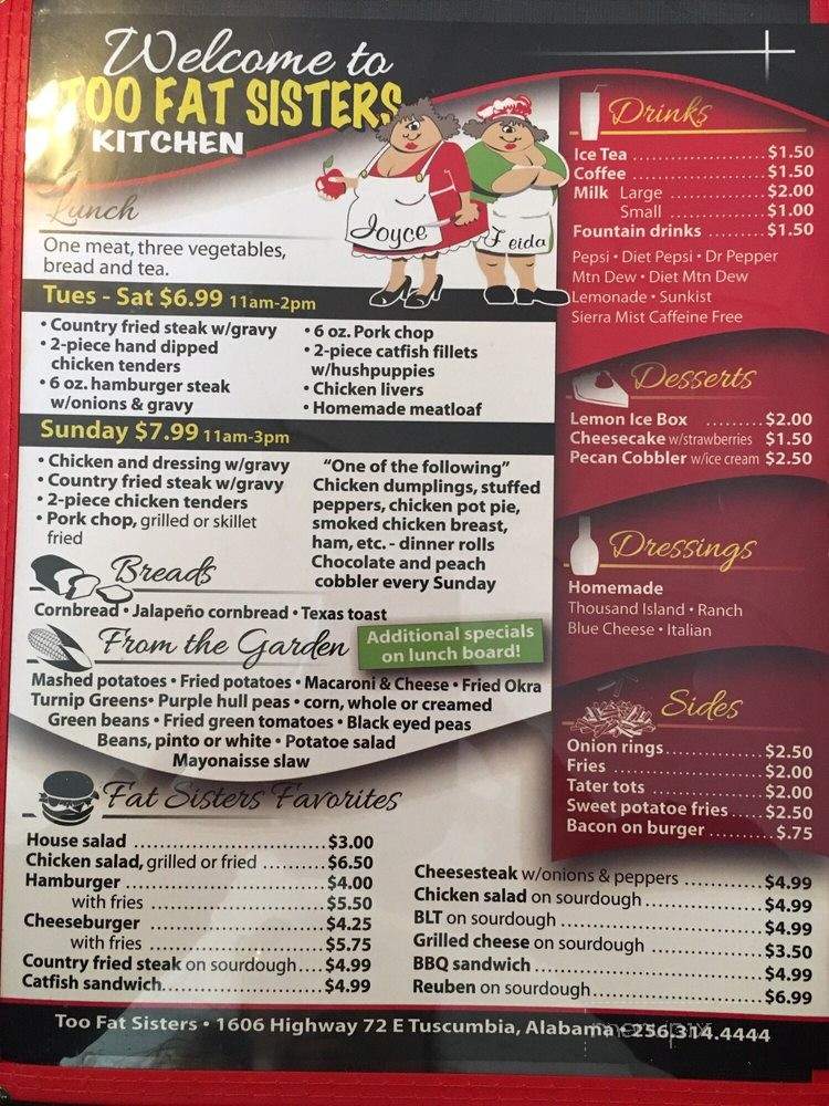 Too Fat Sisters Kitchen - Tuscumbia, AL menu_pic