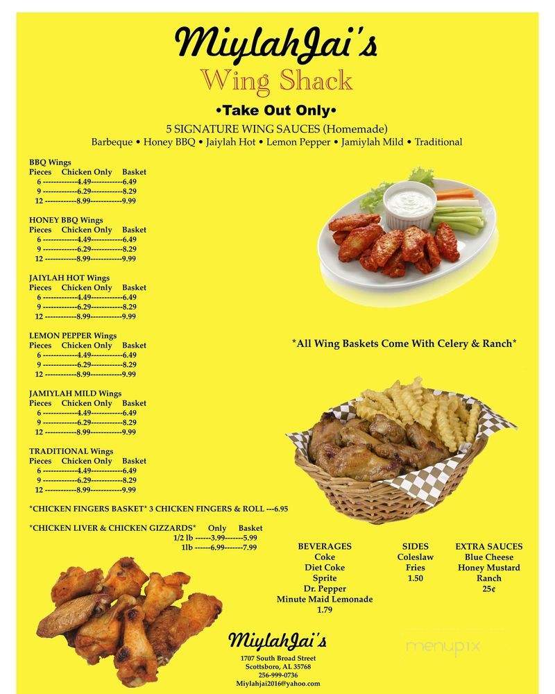Miylah Jai's Wing Shack - Scottsboro, AL menu_pic