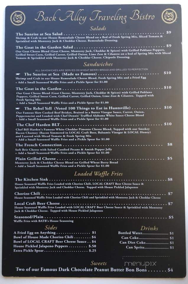 Back Alley Traveling Bistro - Huntsville, AL menu_pic