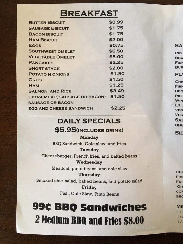 Uncle Henry's BBQ - Gadsden, AL menu_pic