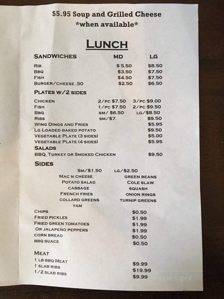 Uncle Henry's BBQ - Gadsden, AL menu_pic