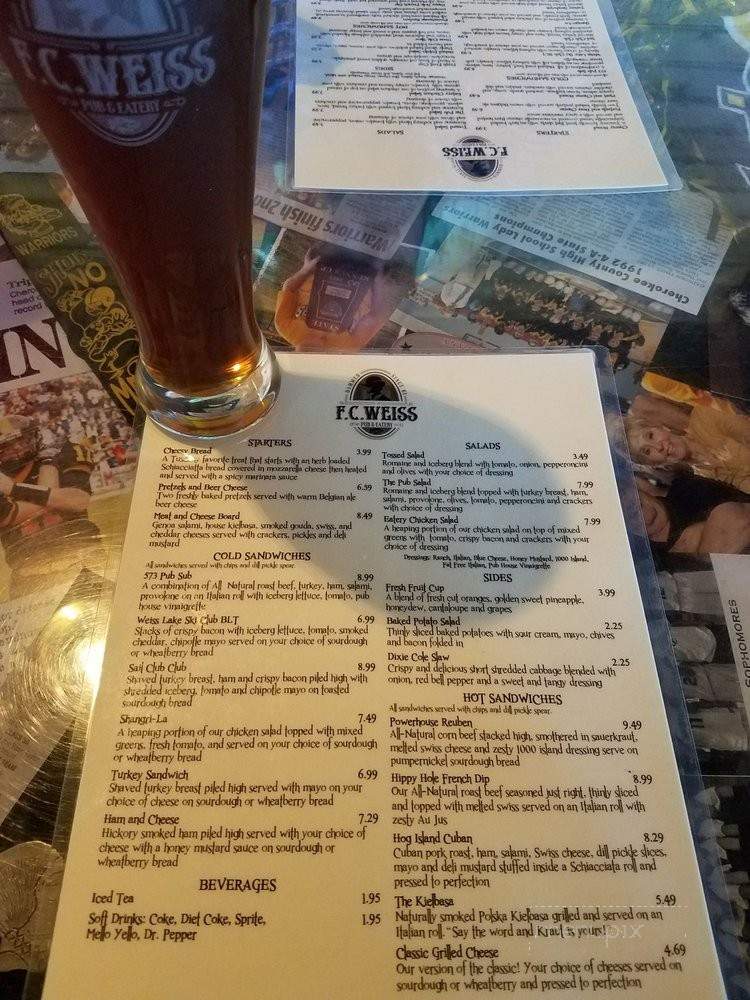 F.C. Weiss Pub and Eatery - Centre, AL menu_pic