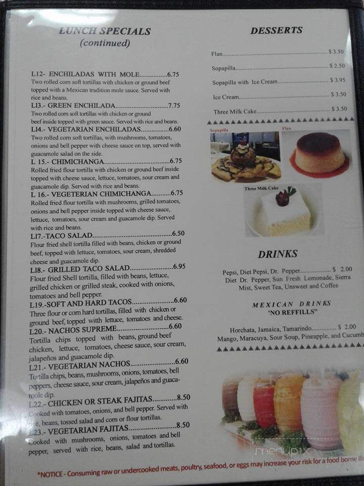 El Mariachi Mexican Restaurant - Prattville, AL menu_pic