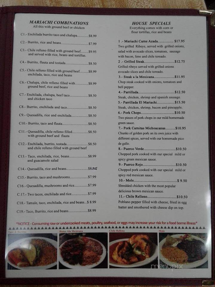 El Mariachi Mexican Restaurant - Prattville, AL menu_pic